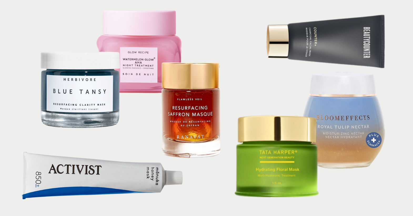 Face Masks for hydration, detox, wrinkles, and more.